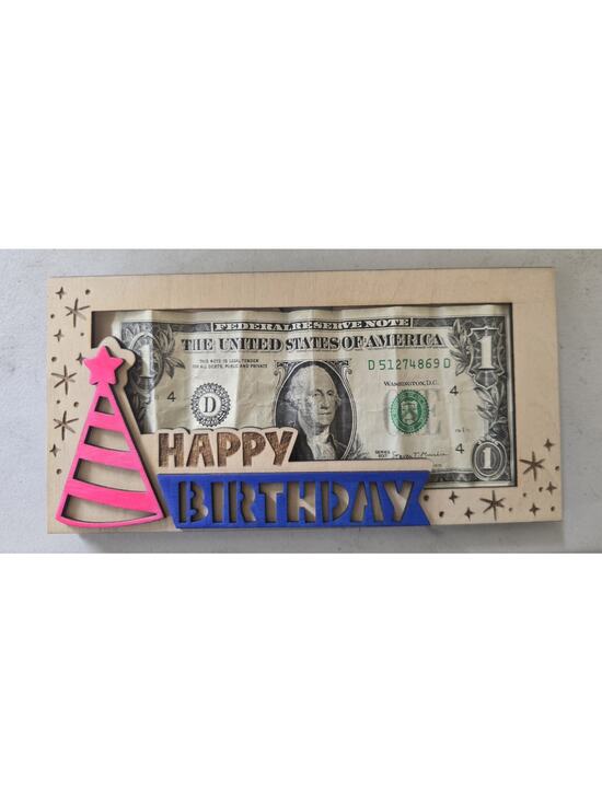 Unbranded Other - Happy Birthday Wooden Money Holder Card Gift Handmade Laswer Cut Party